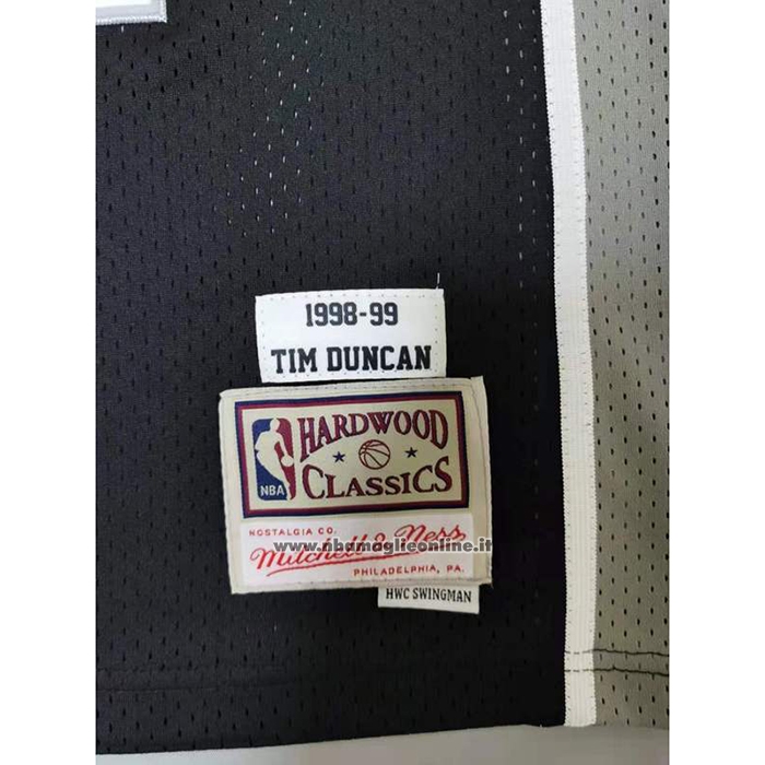 Maglia San Antonio Spurs Tim Duncan #21 Mitchell & Ness 1998-99 Nero2